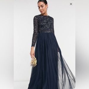 Tall Bridesmaid Dress in Navy Tulle